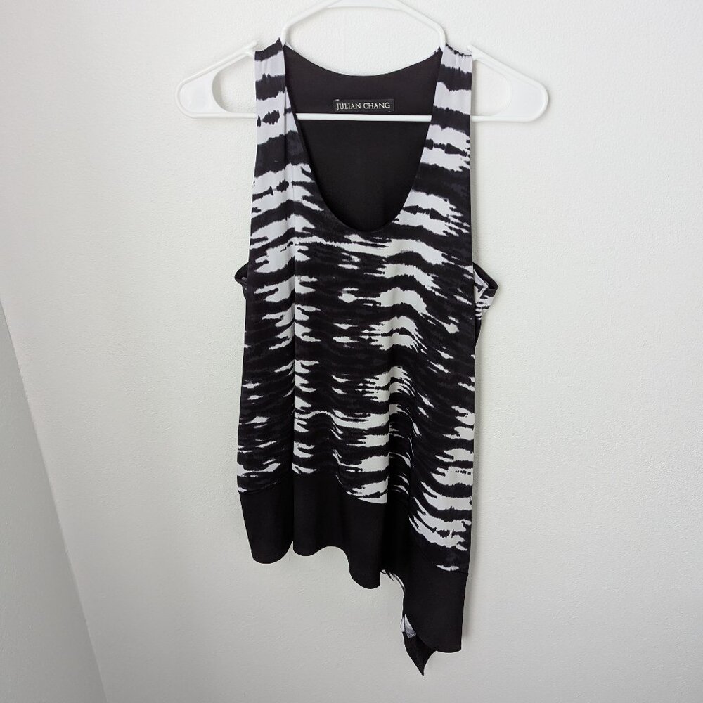 Julian Chang Asymmetrical Tie Dye Sleeveless Blouse, Large